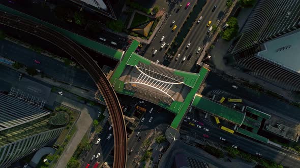 4k Aerial city view of Bangkok dowtnown, Flying over Bangkok, Thailand.