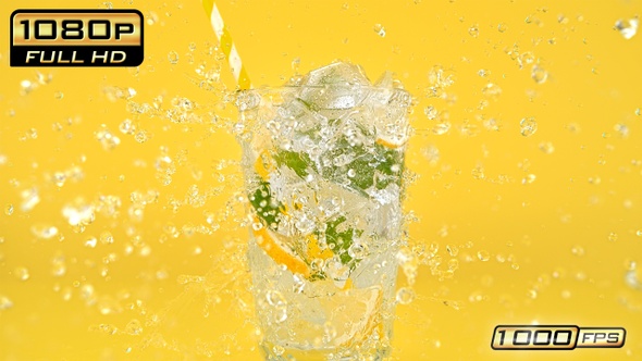 Glass of Lemonade and Water Splash