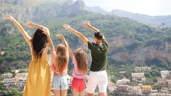 Family on Vacation on Amalfi Coast in Italy