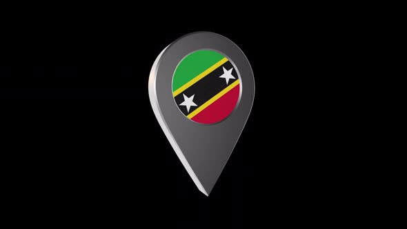 3d Animation Map Pointer With Saint Kitts And Nevis  Flag With Alpha Channel  - 2K
