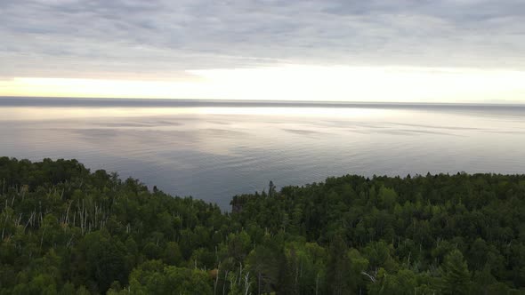 Aerial view of Lake Superior by North Shore Minnesota