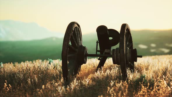 Historic War Gun on the Hill at Sunset alt