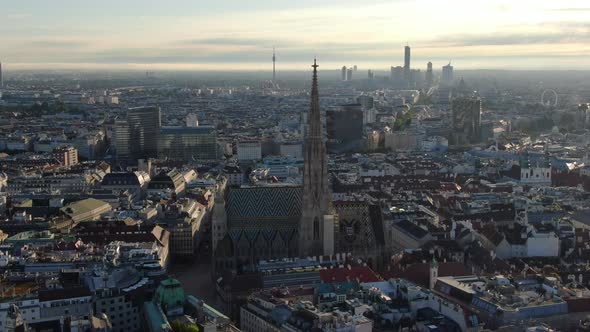 Aerial view of St. Stephen's Cathedral in Vienna, Austria, Europe