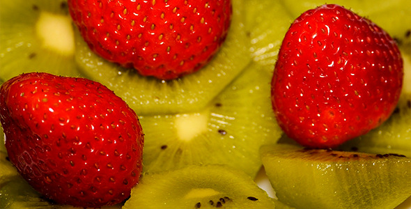 Kiwi And Strawberry In Movement