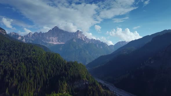 Awesome Aerial View of Dolomites in Italian Alps