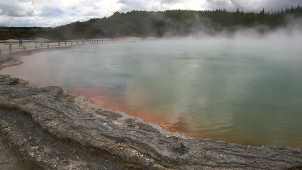 Thermal lake Champagne Pool at Wai-O-Tapu near Rotorua, New Zealand