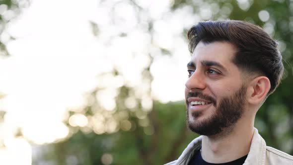 Gorgeous Face of Young Bearded Mixed-Race Elegant Man With Brown Eyes