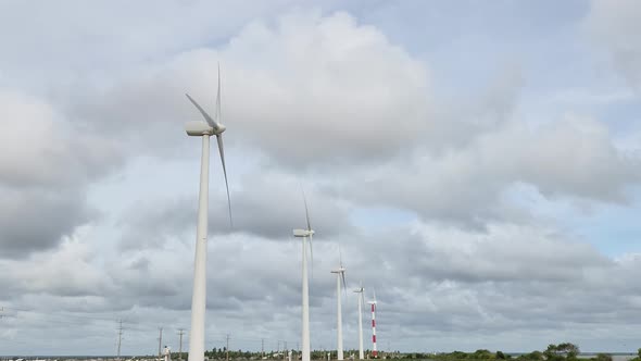 Wind Power Turbines Row