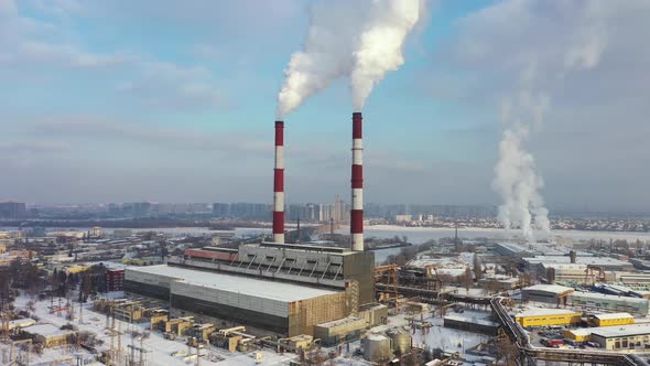 Heat Power Station Aerial Panorama View