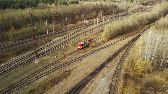 Aerial View of Railway in Countryside