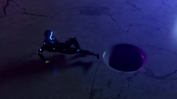 The Alien Character Resists the Pull of a Black Hole with a Moving Marble Texture