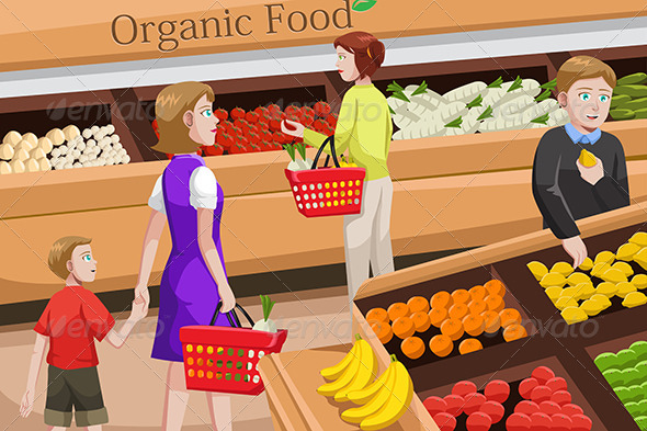 People Shopping for Organic Food