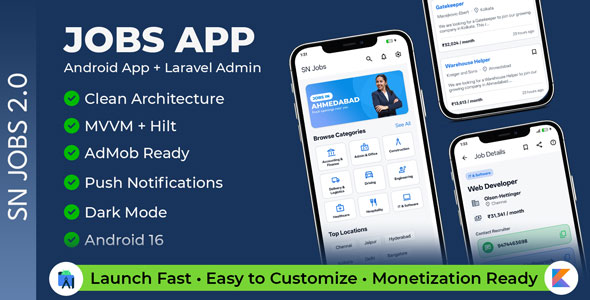 SN Jobs - Android Jobs App with Admin Panel