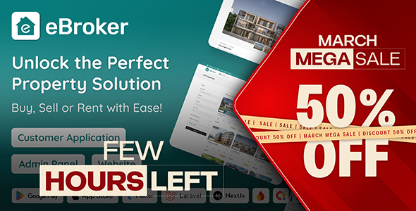 eBroker - Real Estate Property Buy-Rent-Sell Flutter app with Laravel Admin Panel | Web Version