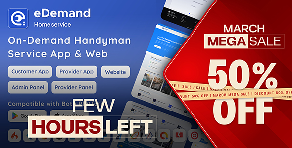 eDemand - Multi Vendor On-Demand Handyman Service App with Flutter & Web Version with PWA Support