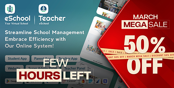 eSchool - School Management System with Student | Parents | Teacher Flutter App | Laravel Admin