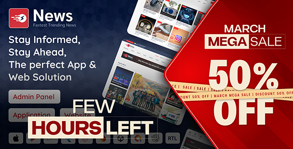 News App and Web - Flutter News App for Android and iOS App | Laravel Admin Panel + News Website