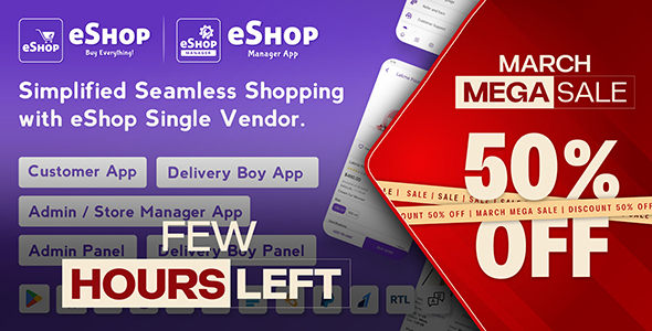 eShop - eCommerce Single Vendor App | Shopping eCommerce App with Flutter