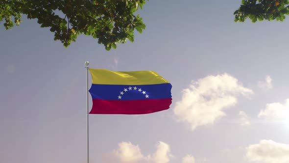 Venezuela Flag With  Modern City 