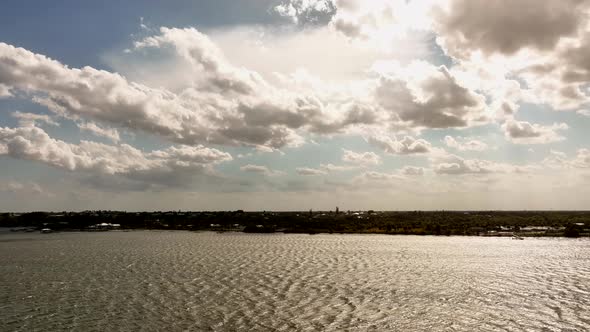 Aerial Panorama Jensen Beach Florida With Clouds And Sky