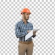 Young engineer in helmet checking construction plan, Alpha Channel - VideoHive Item for Sale