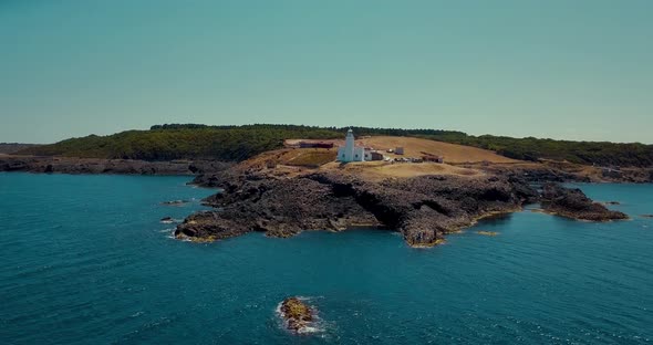 Aerial Lighthouse at Inceburun. Sinop, Turkey. Inceburun is the northernmost point of the Turkey.