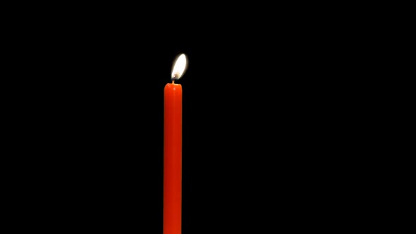 Simple Red Candle with Flickering Flame, Alpha Channel