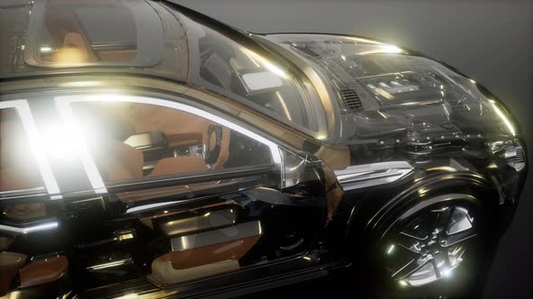 Engine and Other Parts Visible in Car alt