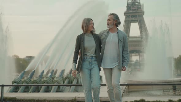 Happy senior couple in Paris.