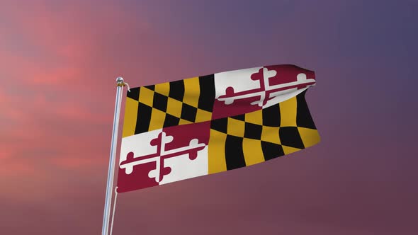Flag Of Maryland Waving 4k