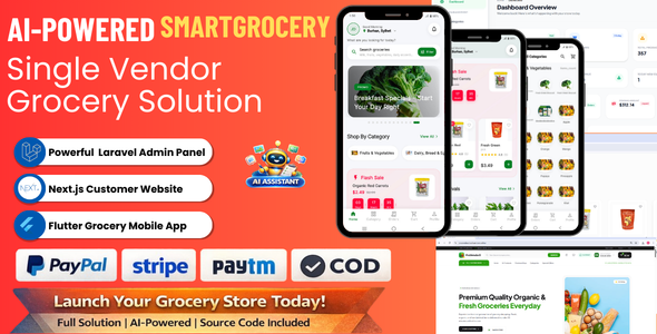 SmartGrocery SaaS - AI-Powered Premium Grocery Solution (Laravel + Next.js + Flutter)