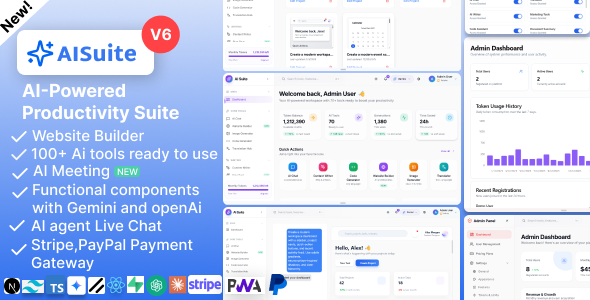 AI Suite – AI Website Builder, AI meeting and Live chat, Next.js Dashboard & Gemini AI Powered SaaS