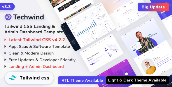 Techwind - App, Saas & Software Landing & Admin Dashboard Tailwind CSS Template