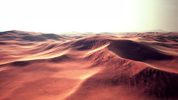 Beautiful Sunset Over Sand Dunes of Sahara Desert in Morocco