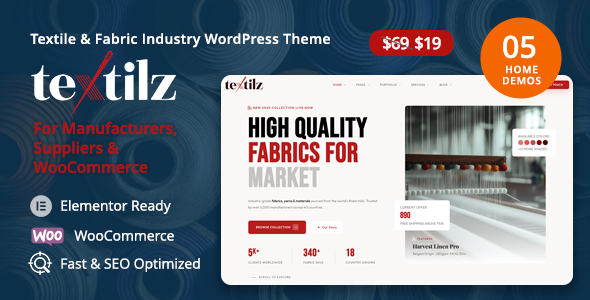 Textilz – Textile & Fabric Industry WordPress Theme