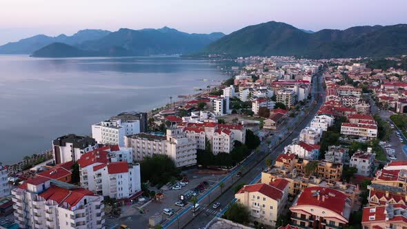 Resort City Marmaris with View of City Buildings Street Sea and Mountains