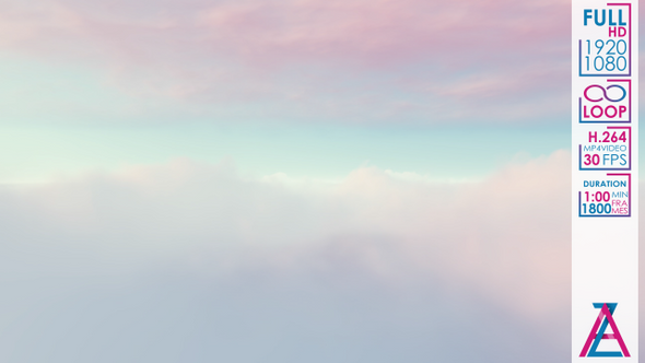 Flying Through White Pink Clouds In Blue Sky