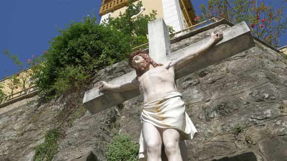 Crucifixtion statue in spa resort Herculane located in  western Romania  -  Monumental crucifixtion 