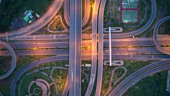 4K : Aerial view and top view of traffic on city.