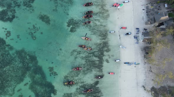 Boats in the Ocean Near the Coast of Zanzibar Tanzania Slow Motion