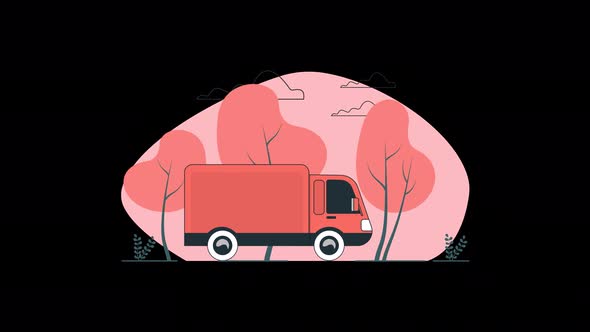 4K Transparent Flat Delivery Truck Animation alt