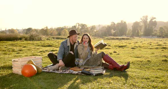 Young Couple on a Romantic Date in Nature