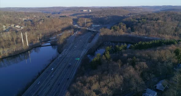 Flying Over a Highway in Upstate New York