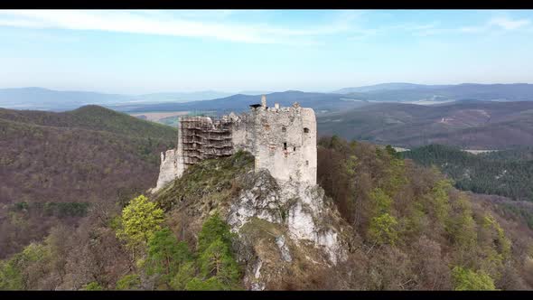 Aerial view of Uhrovec Castle in Slovakia