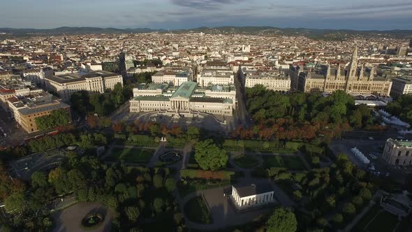 Aerial of Volksgarten and nearby buildings