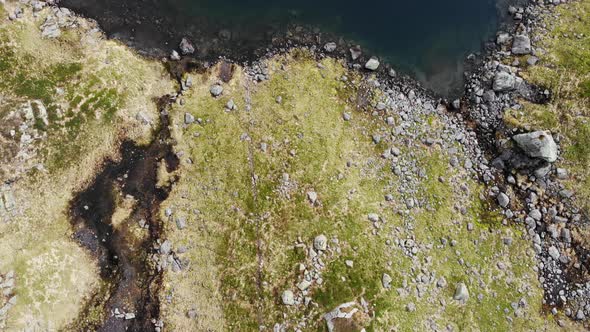 Water And Rocks. Aerial View.