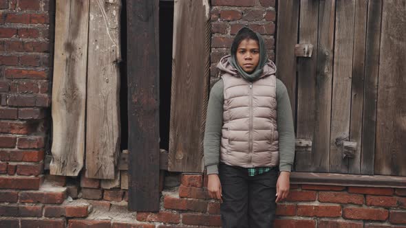 Portrait of Homeless Girl Outdoors