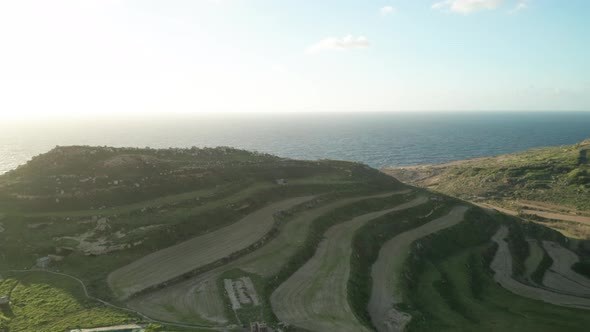 AERIAL: Reveal Shot of Mediterranean Sea with Plateu near Coastline