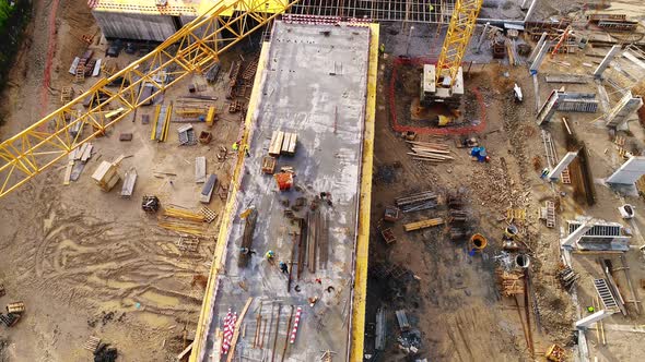 Aerial of building houses in new residential area