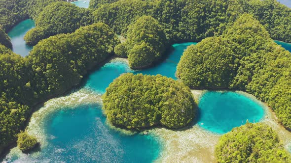 Tropical Sea Bay and Lagoon, Beach in Bucas Grande Island, Sohoton Cove, Philippines. Tropical